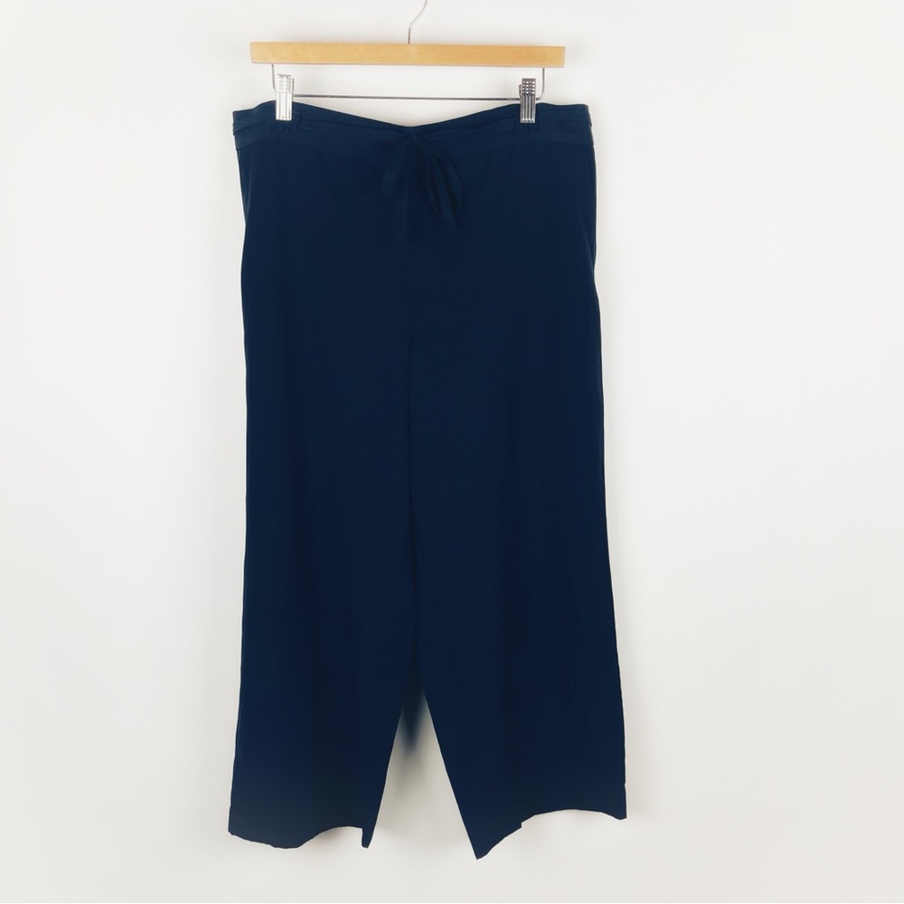 Talbots Petite Soft Pull-On Linen Blend Ankle Pants Navy 2021 Size XLP